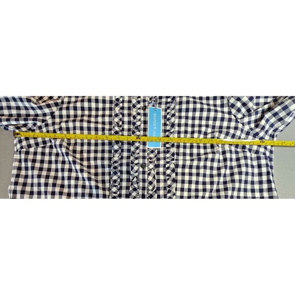 Draper James Womens XL Wanda 3/4 Sleeve Ruffle Front Dress in Navy Gingham - Picture 7 of 14